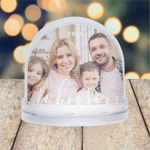 Modern Simple Playful Script Family Photo Snowglobe