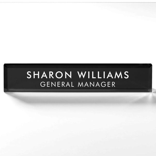 Modern Simple Professional Black Office Title Desk Nameplate (Front)