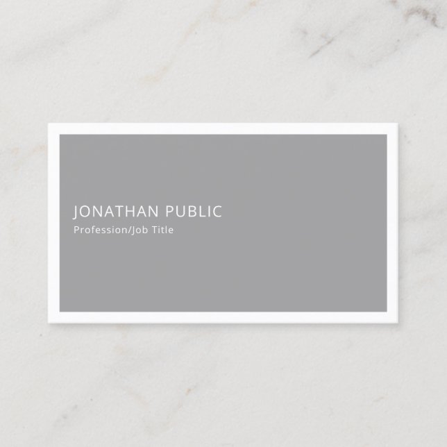 Modern Simple Professional Cool Grey White Trendy Business Card (Front)