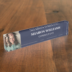 Modern Simple Professional Custom Photo Executive Nameplate