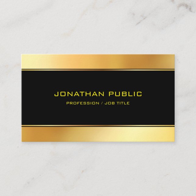 Modern Simple Professional Elegant Gold Template Business Card (Front)