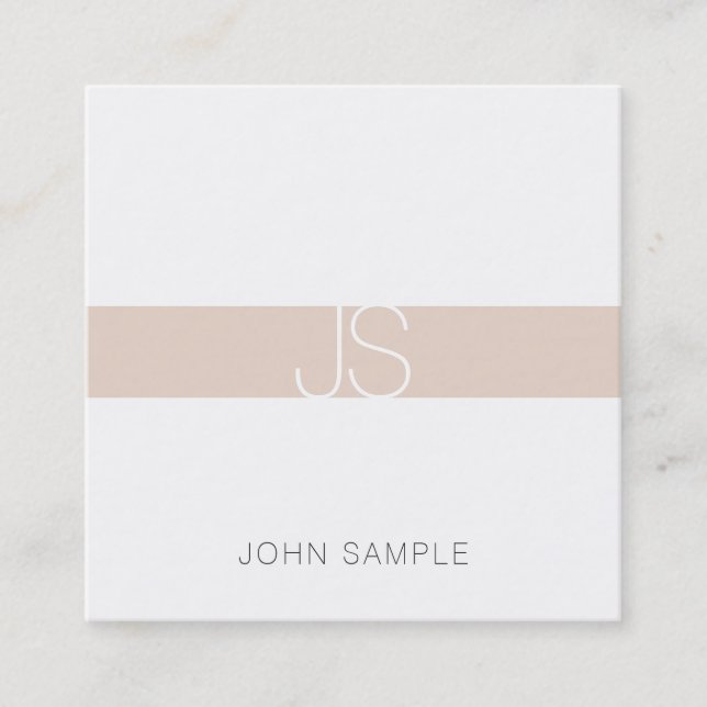 Modern Simple Professional Elegant Monogrammed Square Business Card (Front)