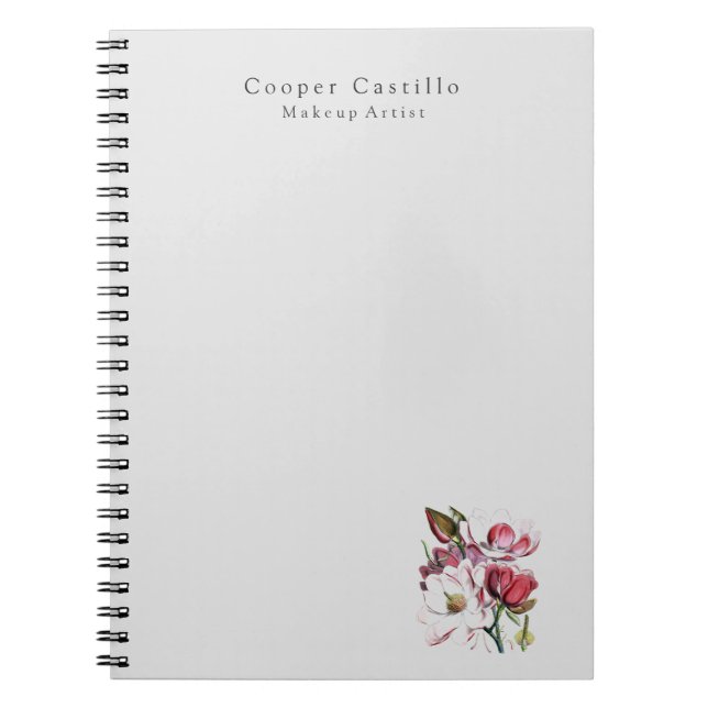 Modern Simple Professional Minimalist Magnolias Notebook (Front)