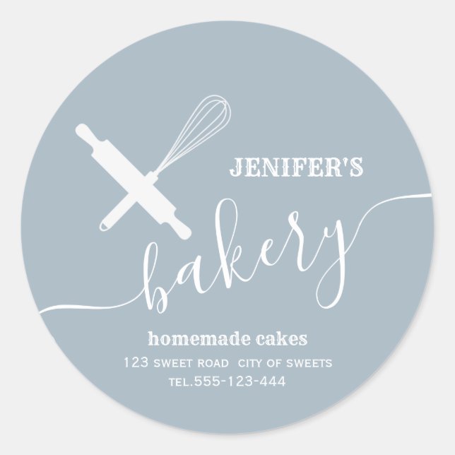 Modern simple Professional rolling pin whisk Classic Round Sticker (Front)