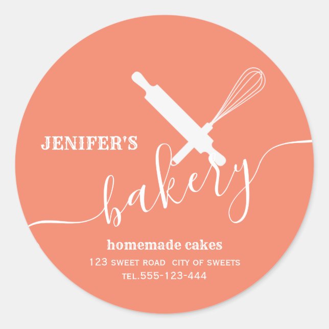 Modern simple Professional rolling pin whisk Classic Round Sticker (Front)