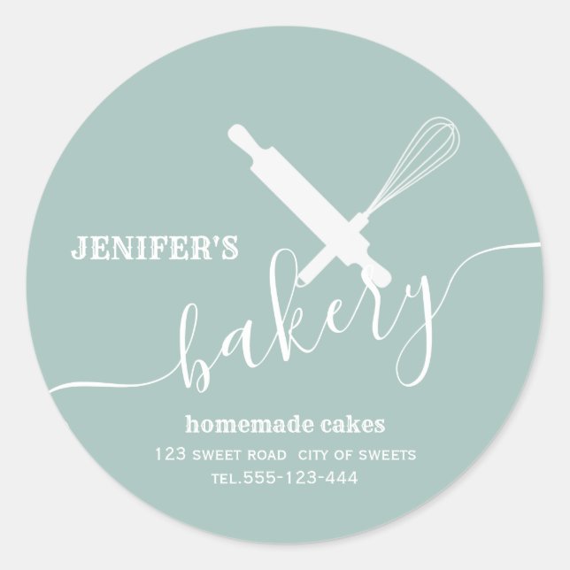 Modern simple Professional rolling pin whisk Classic Round Sticker (Front)