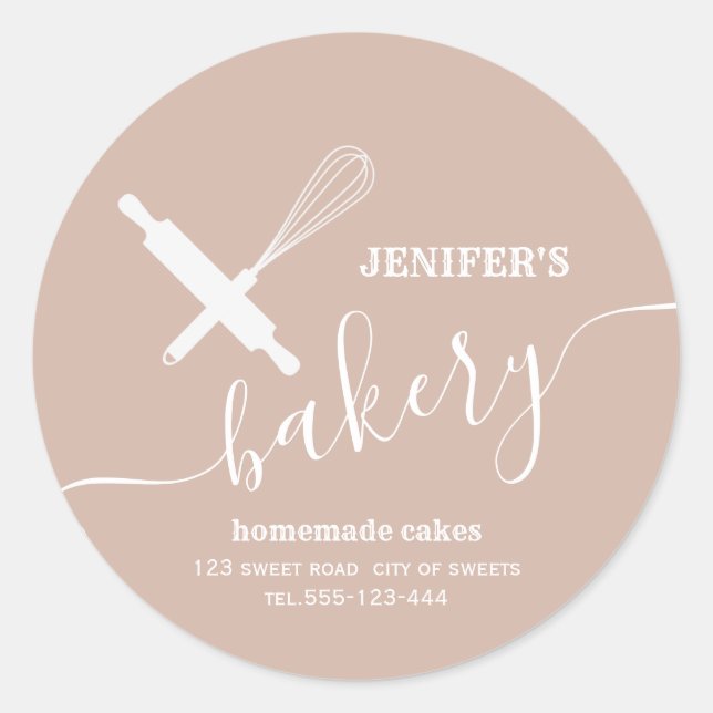 Modern simple Professional rolling pin whisk Classic Round Sticker (Front)