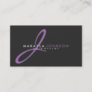 Modern & Simple Purple Monogram Professional Business Card