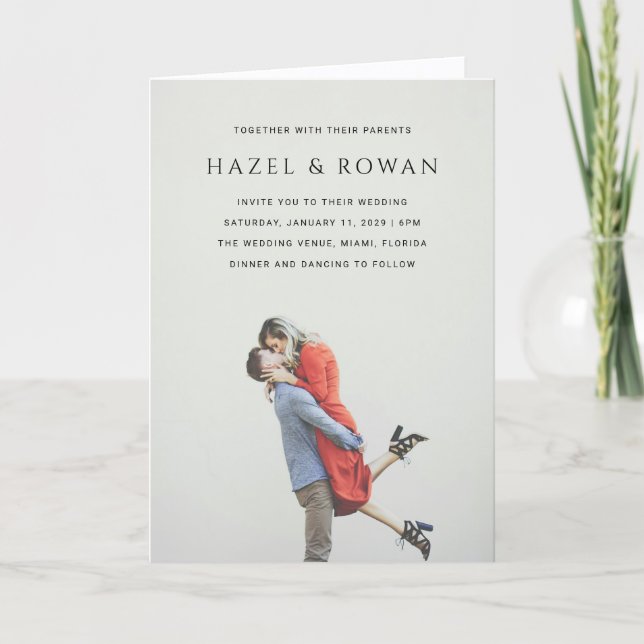 Modern Simple QR Code Photo Wedding Invitation (Front)