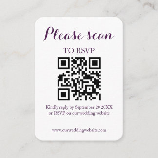 Modern Simple QR Code & RSVP Wedding Enclosure Card