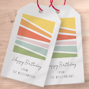 Modern Simple Rainbow Cake Happy Birthday Greeting Gift Tags