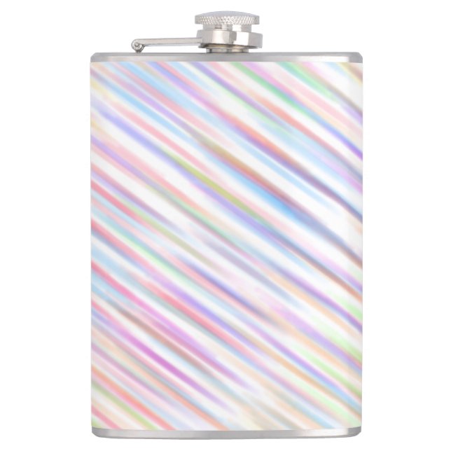 Modern Simple Rainbow line stripes Pattern  Hip Flask (Front)