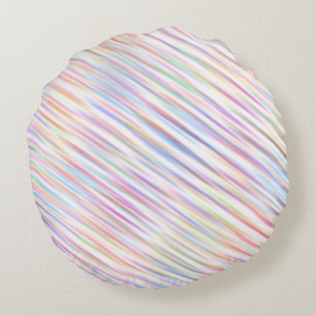 Modern Simple Rainbow line stripes Pattern  Round Pillow (Back)