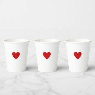 Modern Simple Red Heart Paper Cups