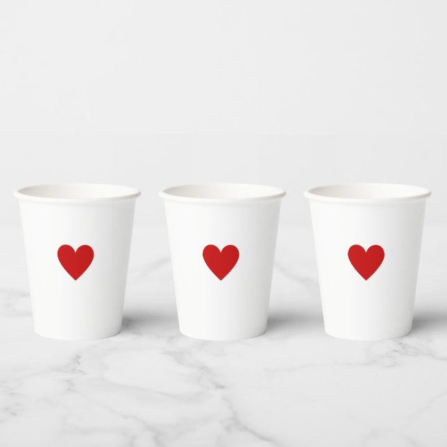 Modern Simple Red Heart Paper Cups (Multi)