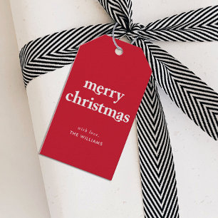 Modern Simple Red Merry Christmas Gift Tags