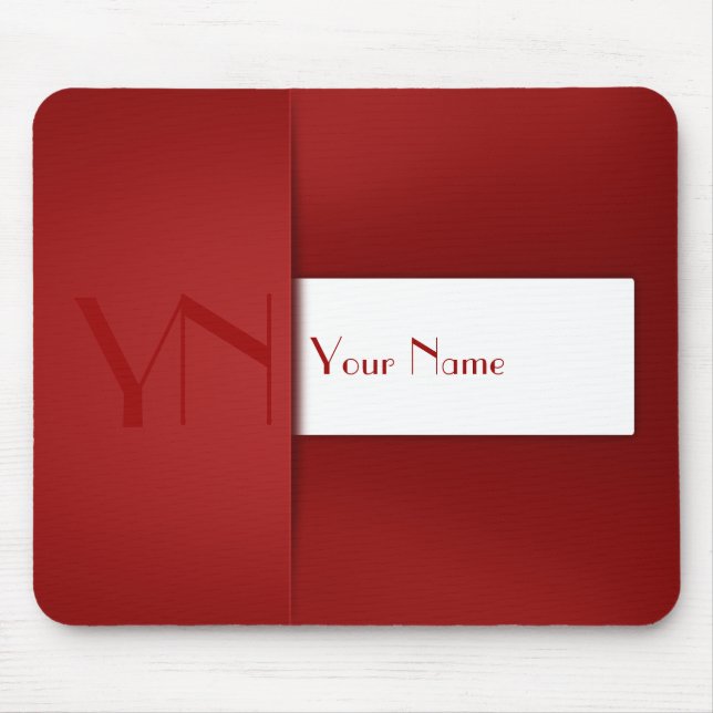 Modern Simple Red Monogram Name - Mousepad (Front)