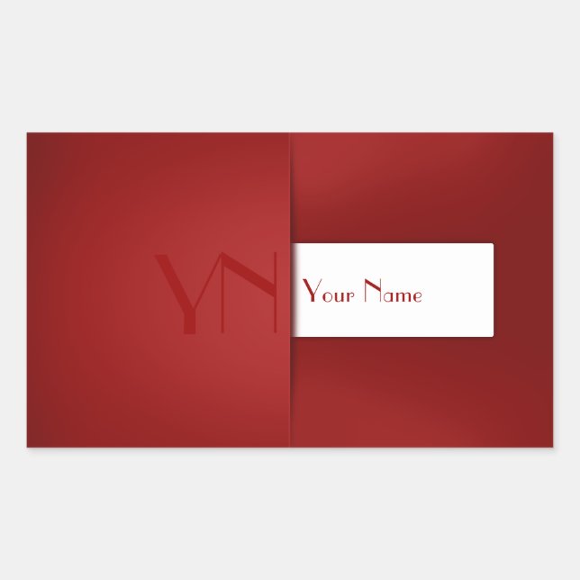 Modern Simple Red Monogram Name Sticker (Front)