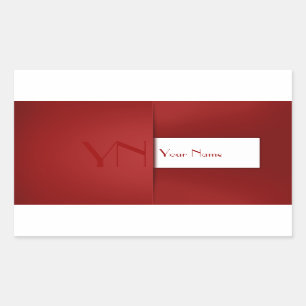 Modern Simple Red Monogram Name Sticker