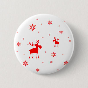 Modern Simple Red Moose Snowflakes 2 Inch Round Button