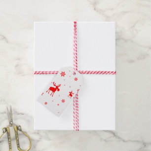 Modern Simple Red Moose Snowflakes Gift Tags