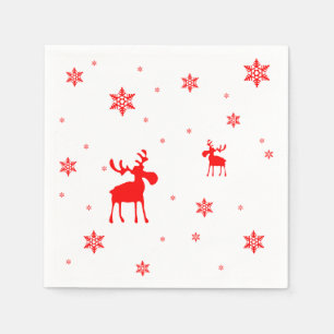 Modern Simple Red Moose Snowflakes Napkin