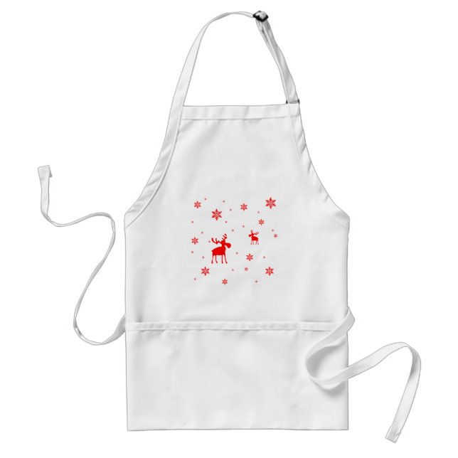 Modern Simple Red Moose Snowflakes Standard Apron (Front)