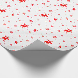 Modern Simple Red Moose Snowflakes Wrapping Paper