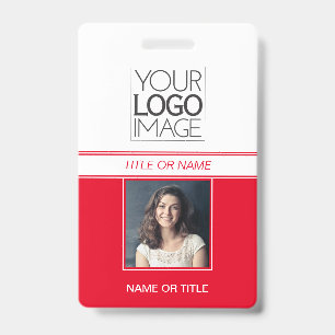 Modern Simple Red Photo Professional Name Tag Badge