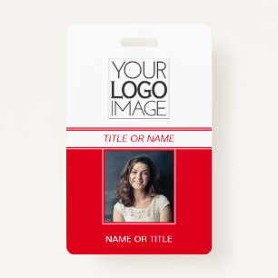 Modern Simple Red Photo Professional Name Tag Badge
