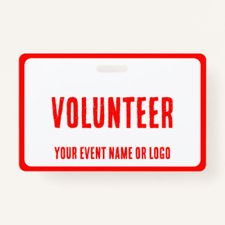 modern simple red white volunteer event badge