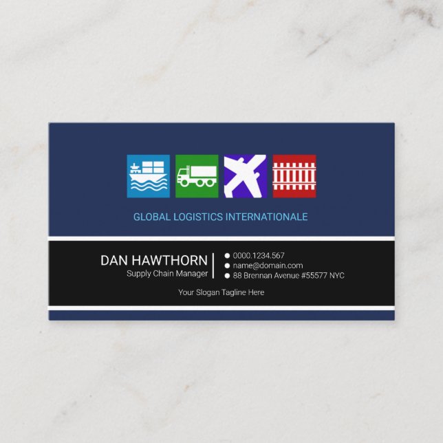Modern Simple Retro Professional Supply Chain Business Card (Front)