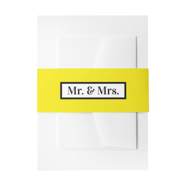 Modern Simple Retro Yellow Mr + Mrs  Invitation Belly Band (Front Example)