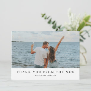 Modern Simple Romantic Photo Wedding Thank You Card