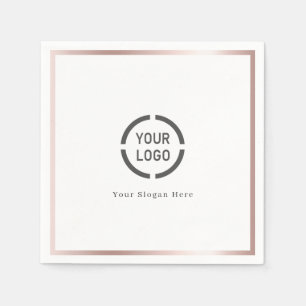 Modern simple rose gold border company logo napkin