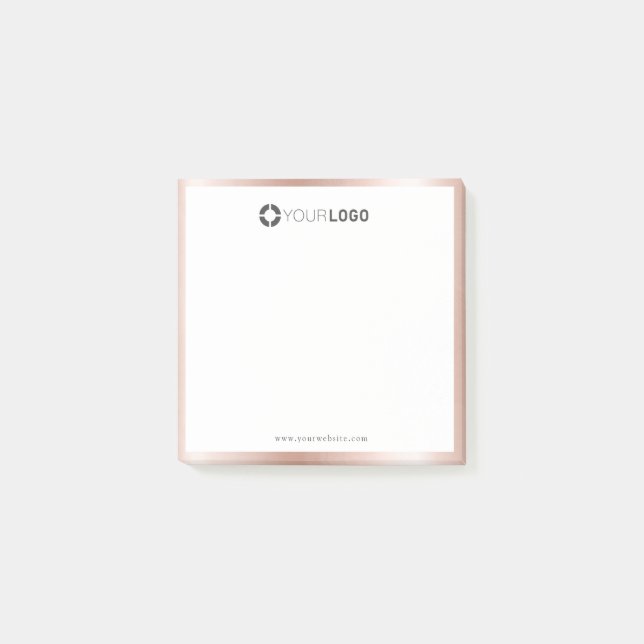 Modern simple rose gold border company logo post-it notes (Front)