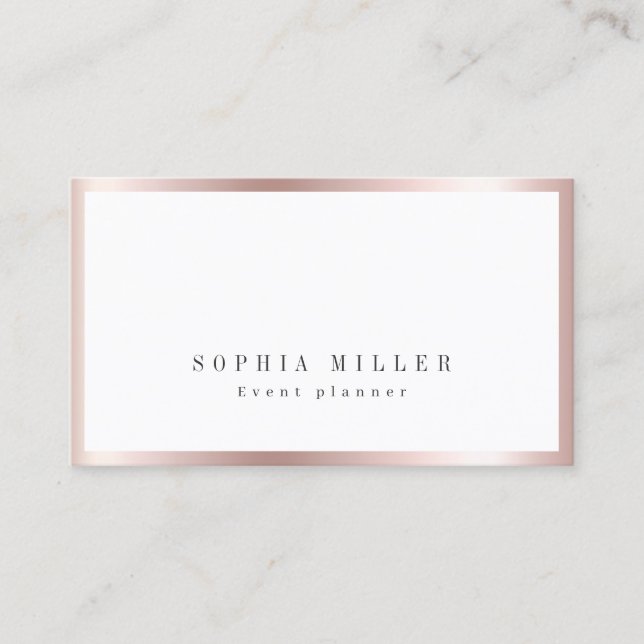 Modern simple rose gold border professional business card (Front)