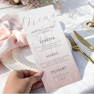 Modern Simple  Rose Gold  Wedding Dinner Menu