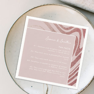 Modern Simple Rose Gold Wedding Fun Facts Pink  Napkin