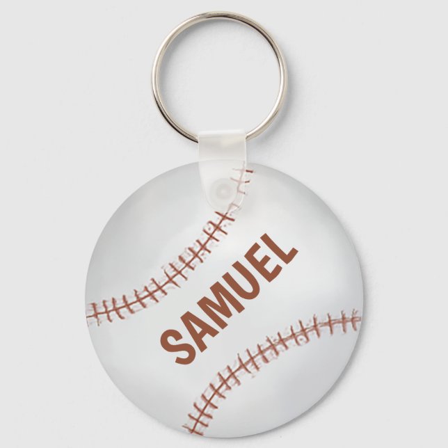 Modern Simple Rustic Baseball Sports Custom Keychain (Front)
