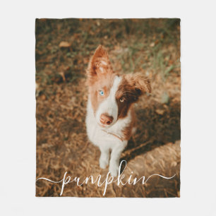 Modern Simple Rustic Chic Custom Pet Photo  Fleece Blanket
