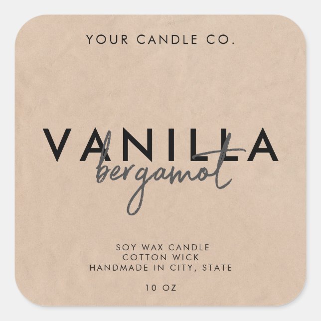 Modern Simple Rustic Kraft Candle Label (Front)