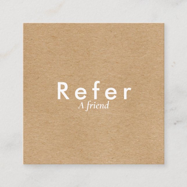 Modern Simple Rustic Kraft Referral Card (Front)