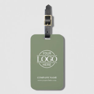 Modern Simple Sage Green Business Logo Employee Luggage Tag