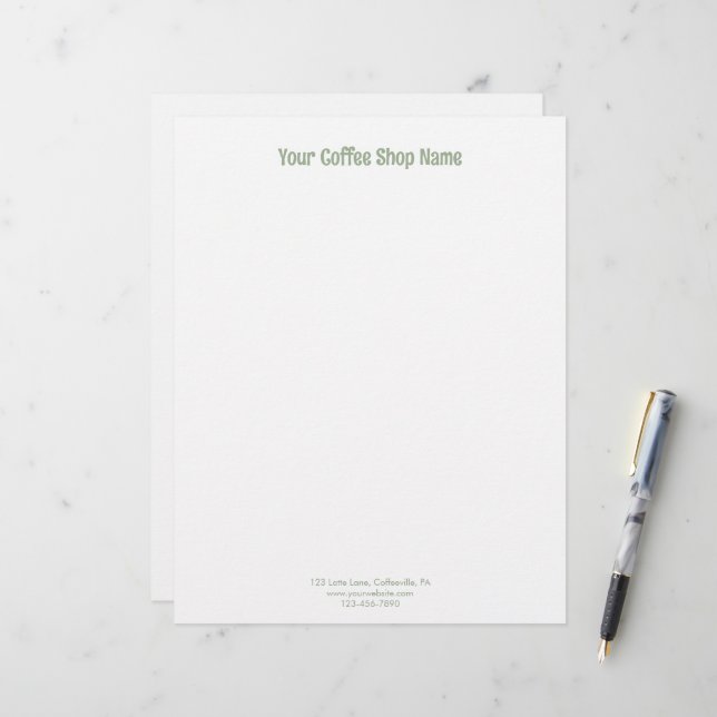 Modern Simple Sage Green Personalized Business Letterhead (Front/Back In Situ)