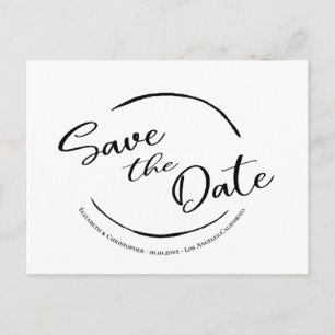 Modern Simple Save The Date Logo Black White Postcard