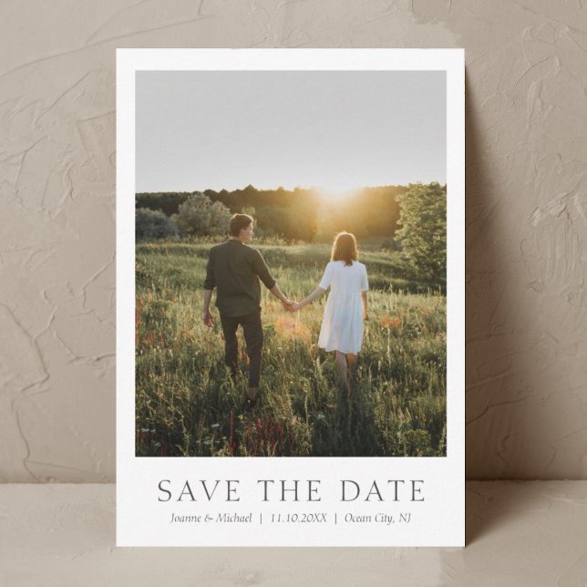 Modern Simple Save The Date Photo Card QR code (Creator Uploaded)