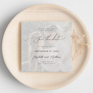 Modern Simple Script 2 Photo Wedding Save The Date