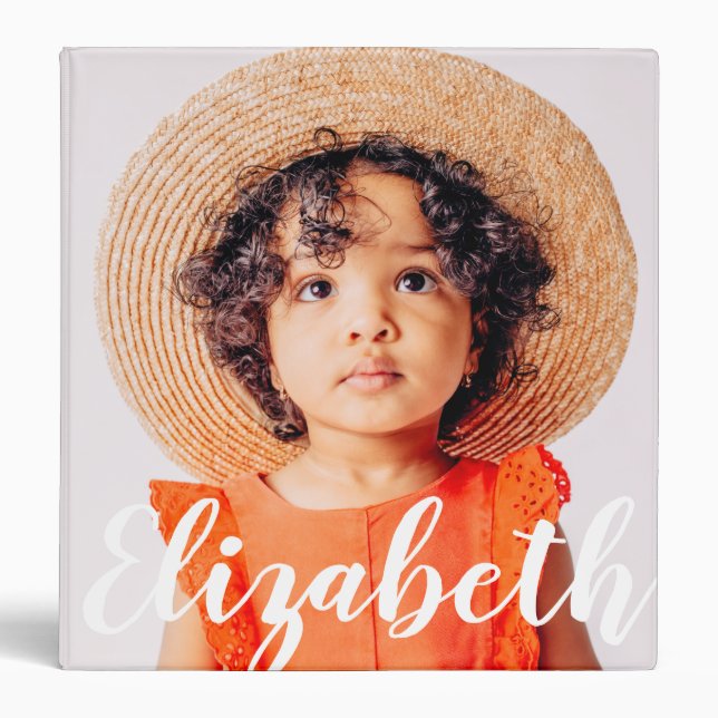 Modern Simple Script Add Your Name and Photo Binder (Front)