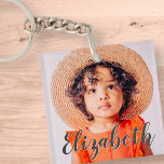 Modern Simple Script Add Your Name and Photo Keychain<br><div class="desc">Design is modern and simple. Add a custom photo and  add his/her name. The colour of the typography works best on a photo which has colour at the typography part so that it will pop out.</div>